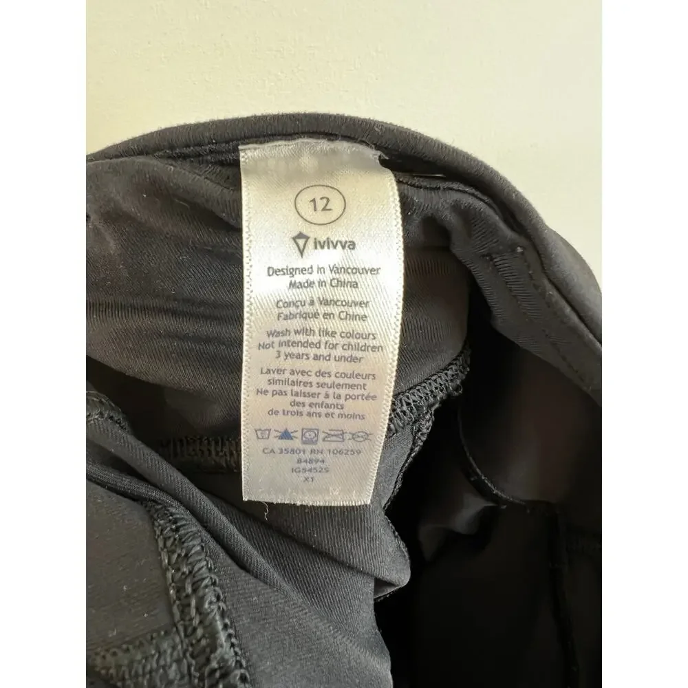 Ivivva Girls Black Diamond Moon Rhythmic Luxtreme Tights Leggings Size 12 XS S